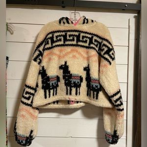 Aero fleece hoodie with llamas